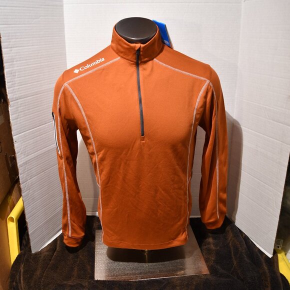 NWT Columbia Golf Men's SM 1/4 Zip Pullover Long Sleeve Orange Omni Wick/Shade - Picture 1 of 10